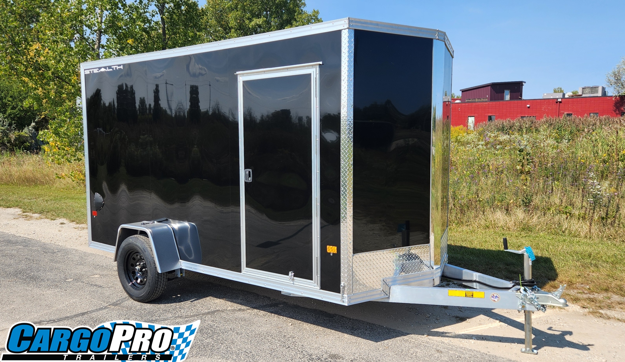 CargoPro Stealth 6x12 All Aluminum Cargo Trailer with Ramp Door & 9" Extra Height- Black